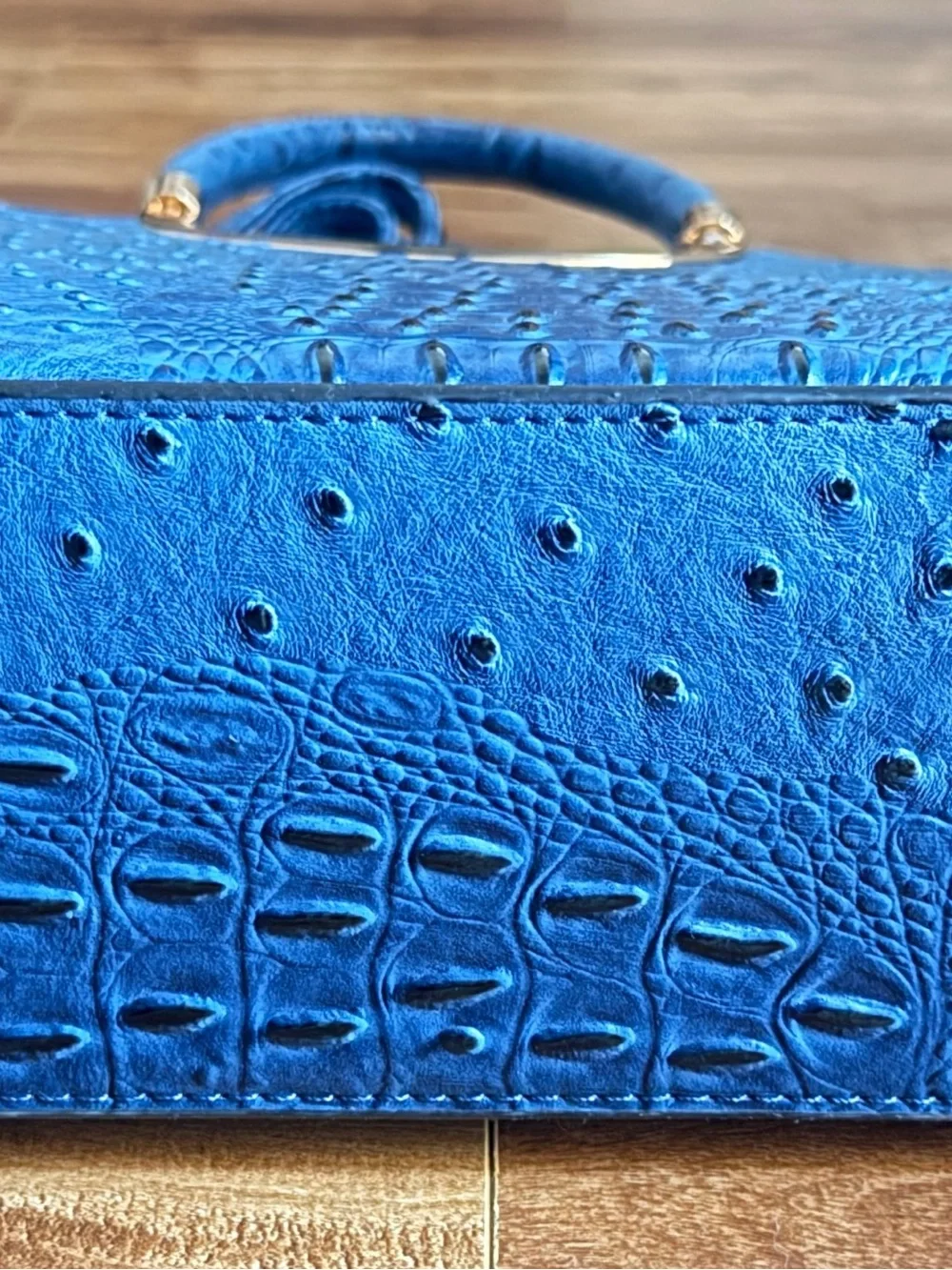 Dasein NWT Blue Ostrich Croc Embossed Satchel Handbag + Clutch